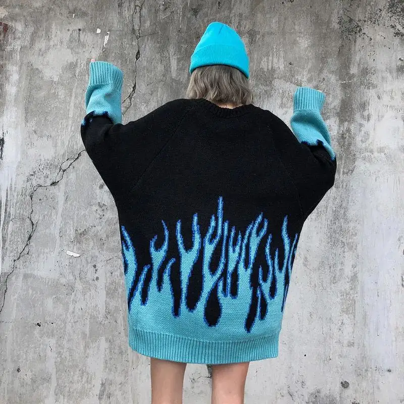 Женский пуловер в стиле Харадзюку Свободный вязаный свитер с круглым вырезом