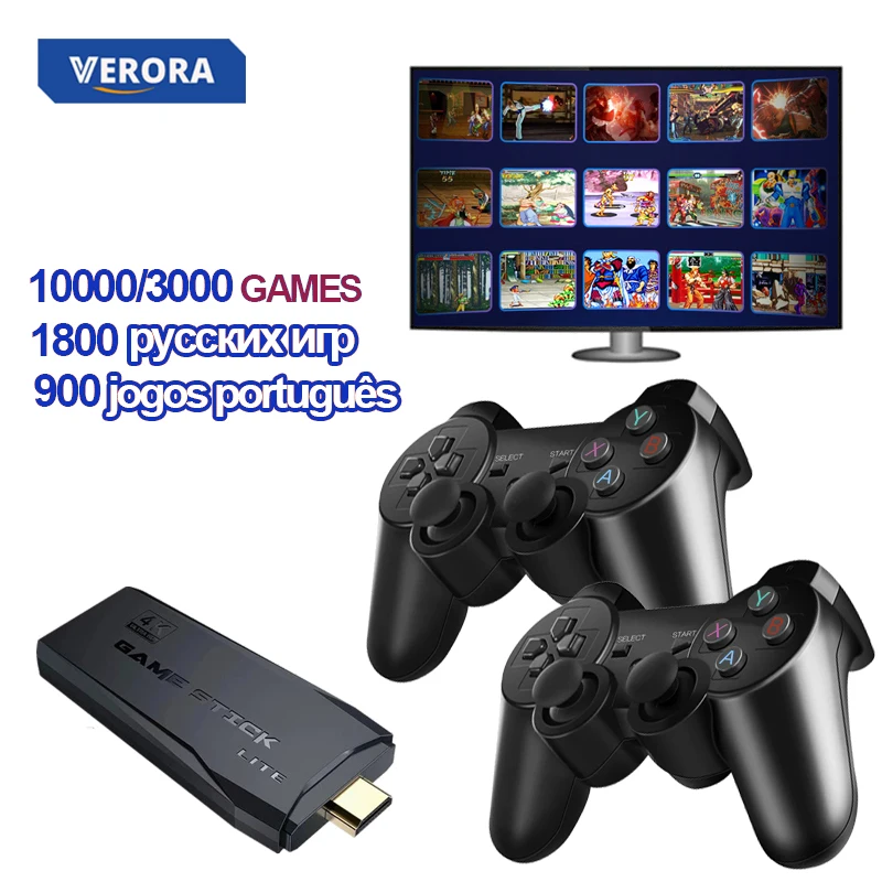 

VERORA HDMI-compatible Retro Video Game Stick 4k For PS1 GBA 64 Bit 1800 Dendy Russian Games For MAME Drive