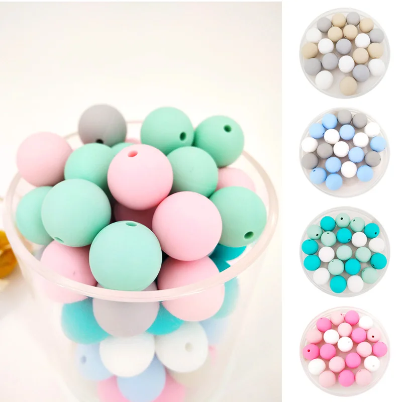 30 шт смешанные цвета 15 мм Силиконовые Прорезыватели круглые для ожерелья