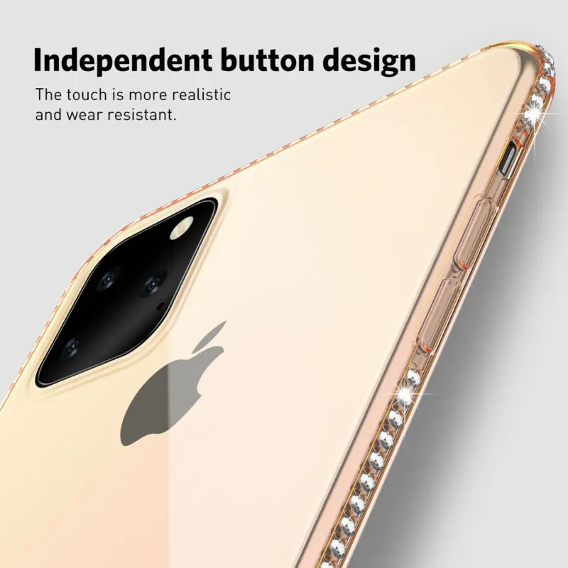 Diamond Glitter Transparent Silicone Case for iPhone 11 Pro Max Ultra Thin Clear Soft TPU Cover XR X XS |