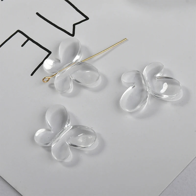 50 шт./лот серьги подвески в виде бабочки/банта/сердца из смолы/из акриловых бусин