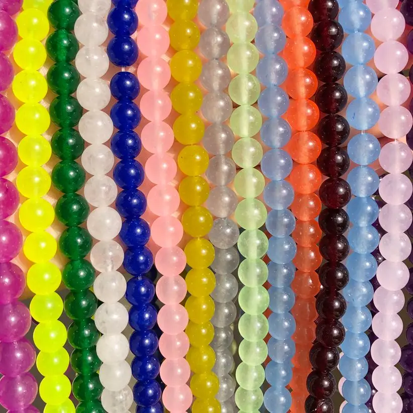 

Pink Blue Green Chalcedony Beads Natural Stone Rould Loose Jades Beads for Bracelets DIY Jewelry Making Bulk 15'' 4 6 8 10 12mm
