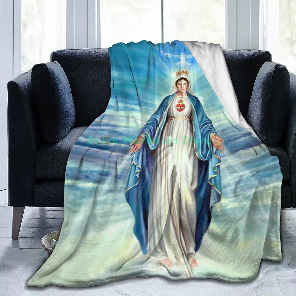 

1-New 3D Christian Personality Printed Flannel Blanket Sheet Bedding Soft Blanket Bed Cover GUN Textile Decoration