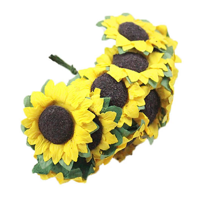 Осеннее украшение 10 голов желтый подсолнух шелк искусственные цветы букет для