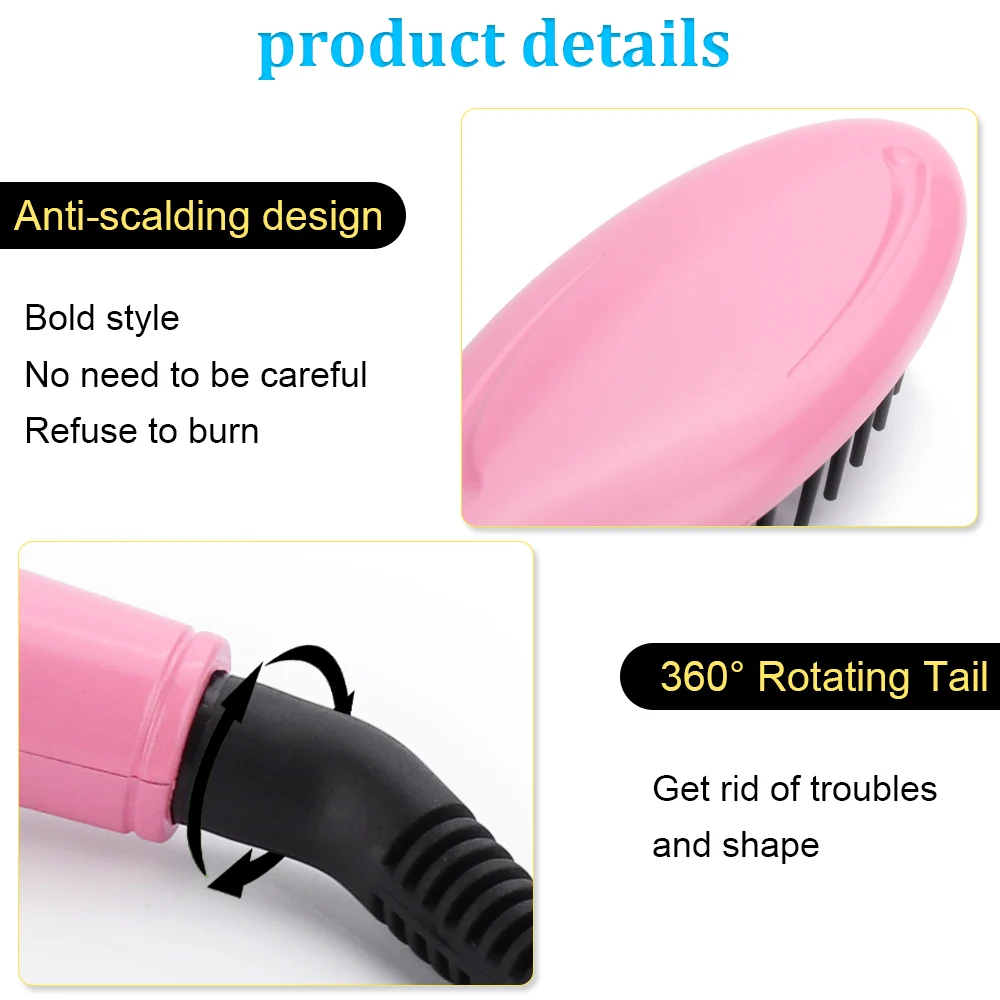 

Professional Electric Hair Straightener Comb Straight Styling Auto Massager Hot Heating Iron Straightening Brush Hair Care Tools