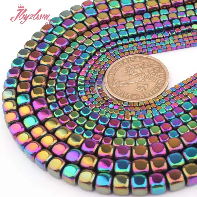 2 3 4 6 мм куб многокрасочный Гематит бусы из натурального камня бусины для