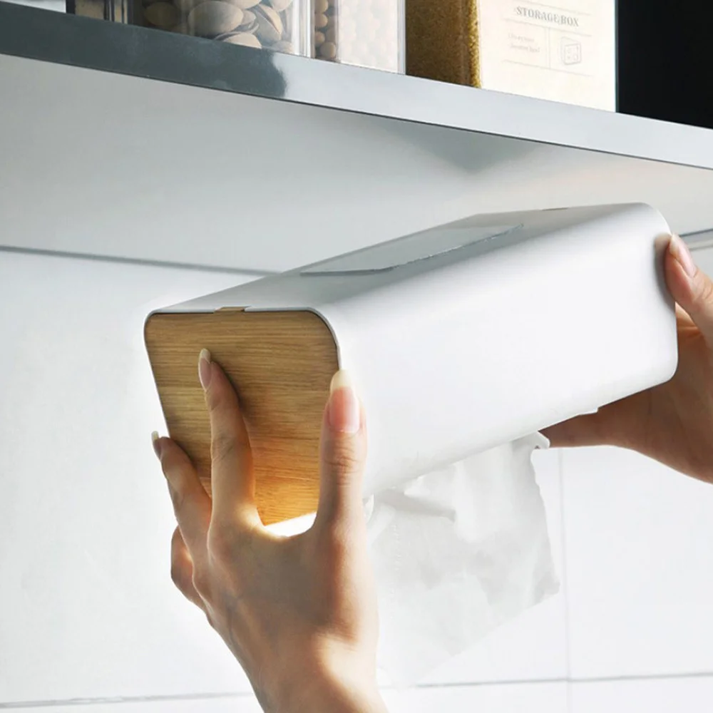 

Tissue Box Paper Organizer Wooden Cover Tissue Box Wall Hanging Storage Box