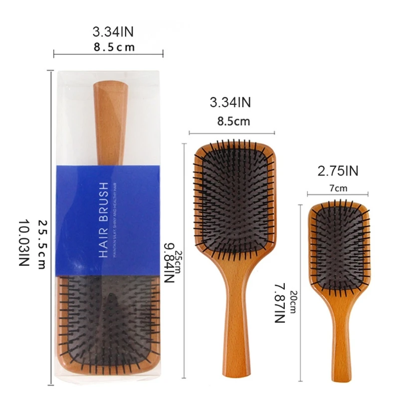

Wooden Comb Wood Comb Paddle Cushion Hair Loss Massage Brush Hairbrush Comb Scalp Hair Care Hair Brushes for Children 875C