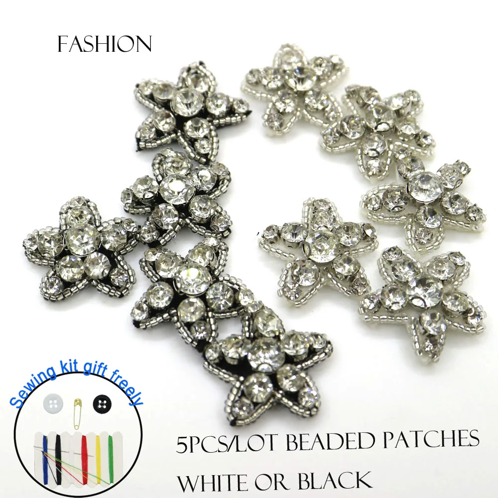 5 шт./лот вышитые звезды бусины нашивки для одежды Пришивные блестки со стразами