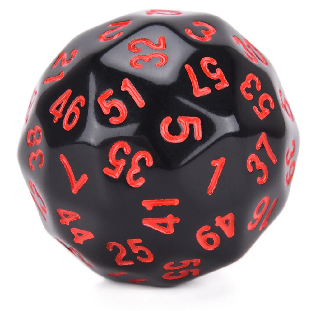 Black w Red Ink Непрозрачные D60 двухсторонние многогранные кости для подземелья и драконов TTRPGs MTG и для изучения математики - Цвет: Black w Red Ink