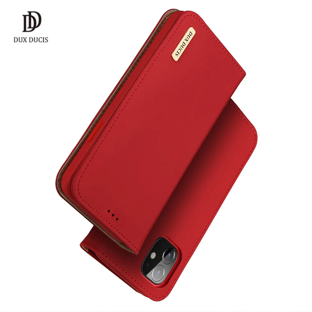 

DUX DUCIS Wish For iPhone 12 Mini Case Genuine Leather Wallet Flip Case with card Slot Magnetic Closure Full Protection