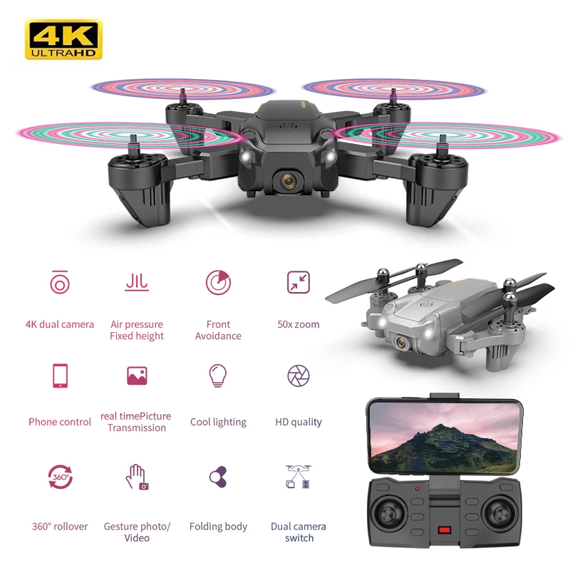 

Eachine S27 Mini RC Drone 4K Profesional Cool LED FPV HD Camera Obstacle Avoidance 2.4G 4CH 3.7V 1800mAh Quadcopter Dron Toys