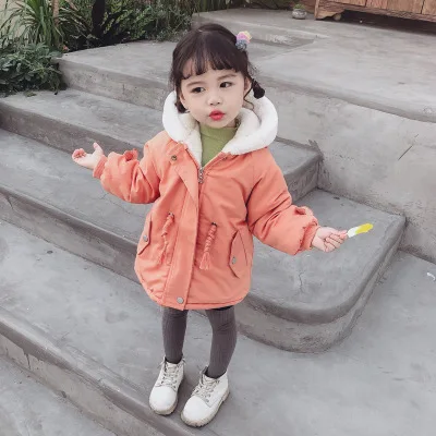 Пальто для девочек 3-7 лет новая зимняя детская одежда на осень и зиму из плотного