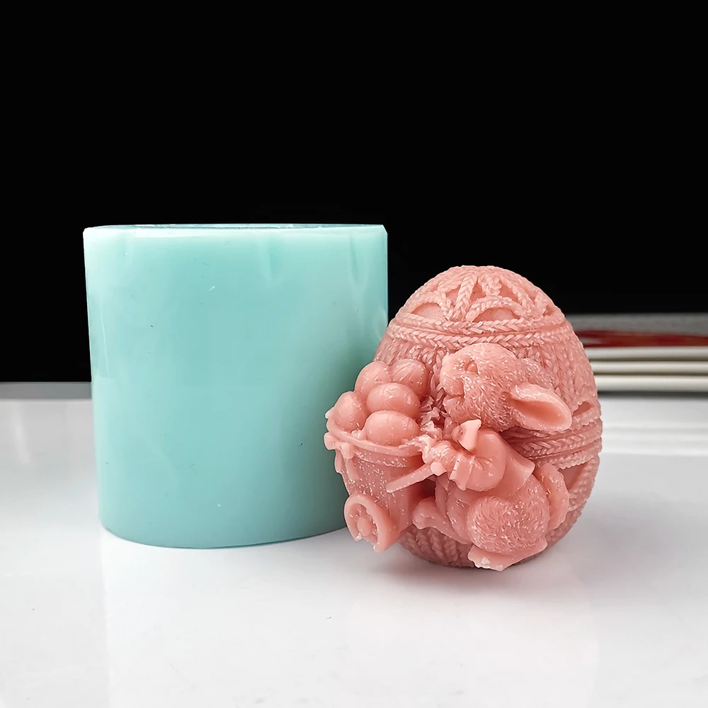 DW0251 PRZY пасхальные яйца формы для мыла 3D Пасхальный кролик силиконовые подсвечник