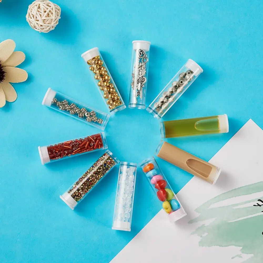 100Pcs Transparent Plastic Bead Containers Storage Bottle for Jewelry Small Component Organizer Jars Jewelry Packaging Display