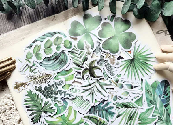 

56Pcs/Bag Vintage Plants Large Leaves Vellum Sticker DIY Craft Scrapbooking Album Junk Journal Planner Decorative Stickers