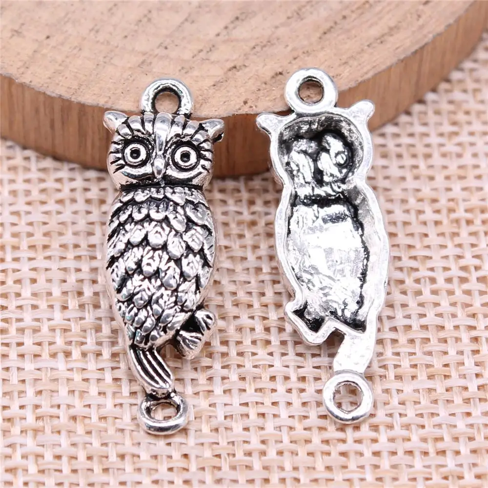 

Owl Connector Charms For Jewelry Making Findings Handmade DIY Craft 10pcs Antique Silver Color 31x11mm