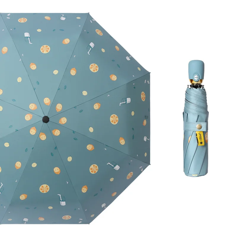 Маленький автоматический зонт в японском стиле тройного сложения простой модный