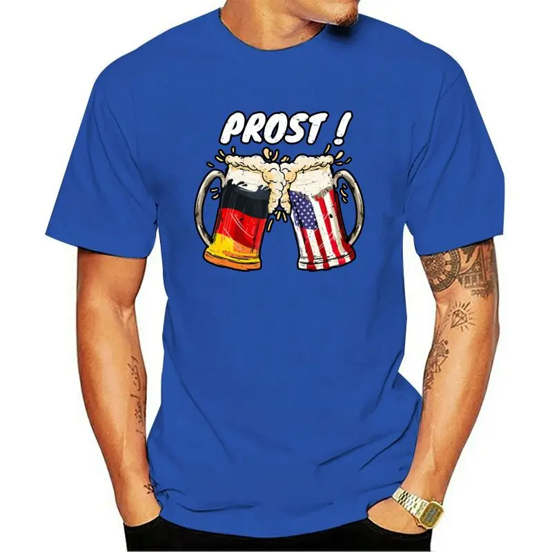 

Funny Short Print O Neck 100% Cotton Prost Beer German American Flag Oktoberfest Mug For Men T-shirt Short Sleeve Popular