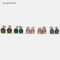 wholesale classic bridal wedding set luxury shiny rhinestone crystal earrings stud 925 earrings