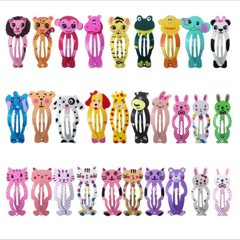 

30Pcs/Lot Korean Style Women Hair Accessories Cartoon Hair Clip Flower Hairclip Cute Headdress Print Alloy Hairpins for Girls