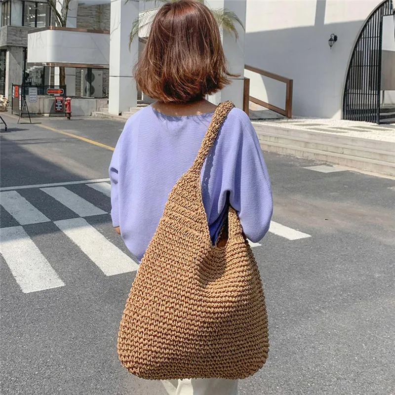 

Fashion Luxury Handbags Womens Shoulder Bags Women Large Capacity Weave Bag Zipper Beach Tote Female Top-handle Bags