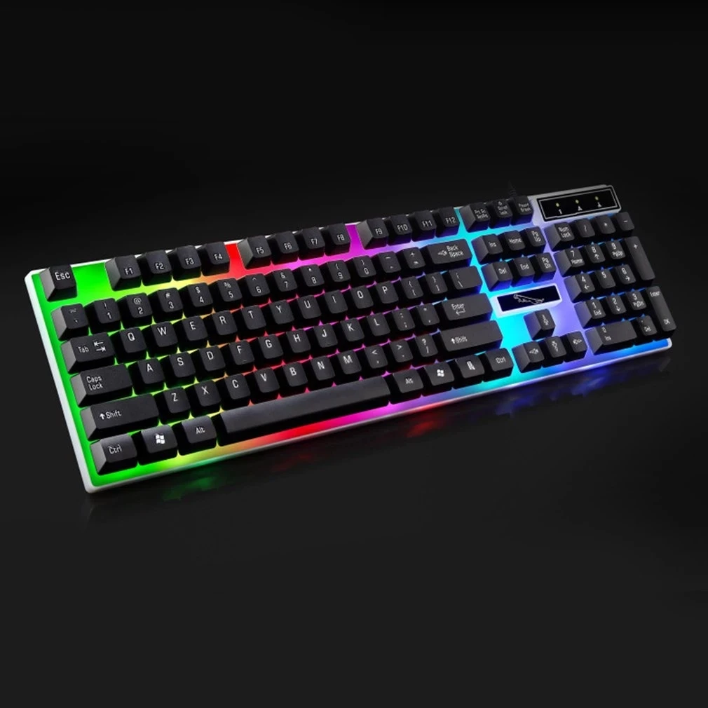 

Проводная USB Механическая светодиодная игровая клавиатура ly G21 с Цветной подсветкой, водонепроницаемая для ПК, проводная мышь и клавиатура