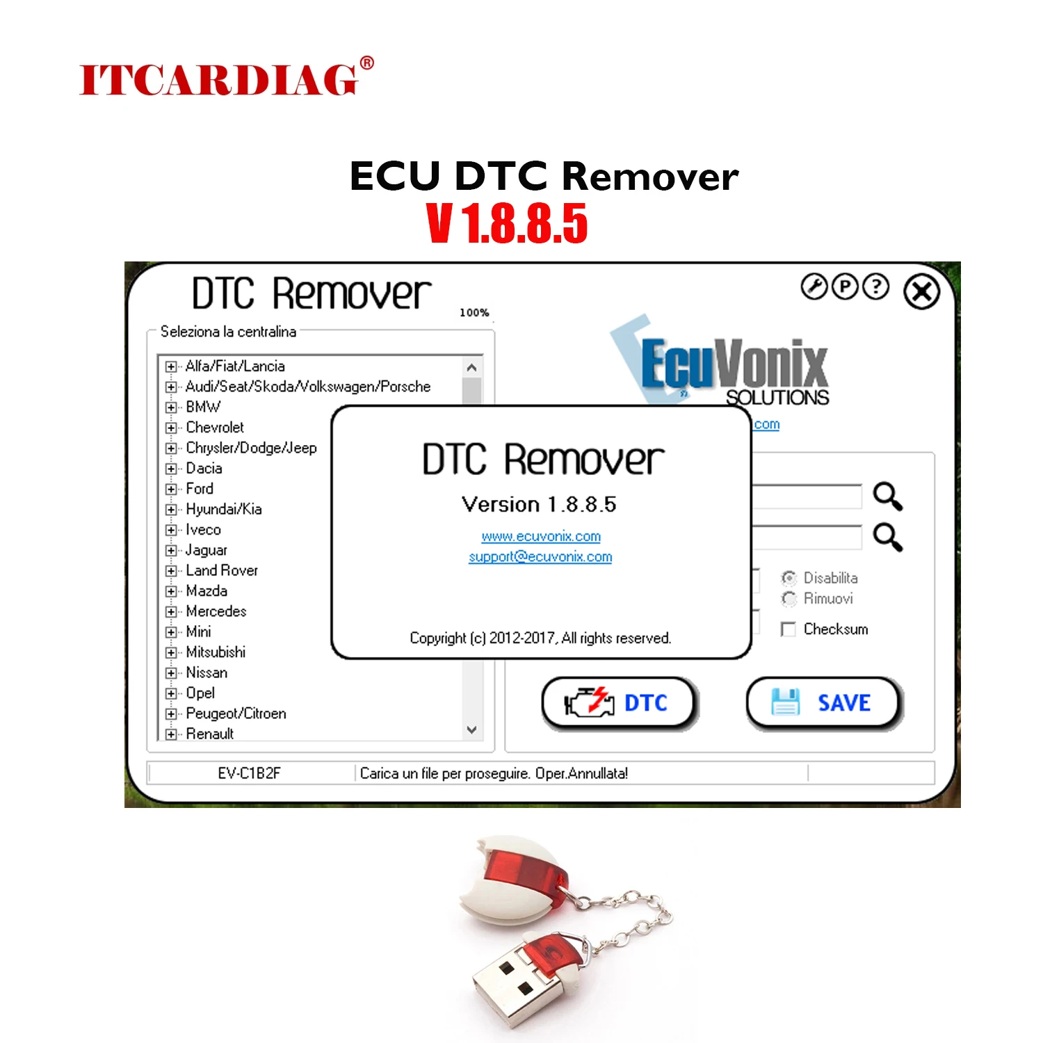Удалитель ECU DTC 1.8.8.5 DTCRemover удаляет или выключает DTCs в разных ECUs для Alfa Audi BMW Chevrolet