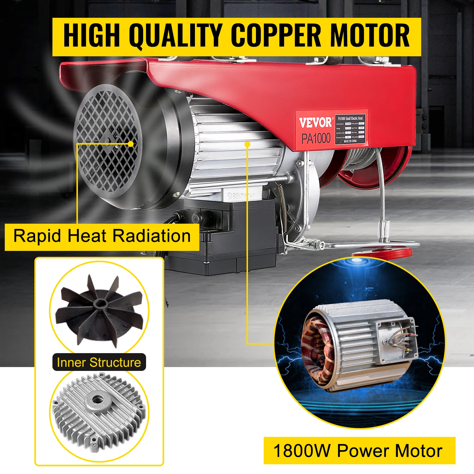 Электрический подъемник VEVOR подъемный кран с проволочным кабелем 200-1000 кг