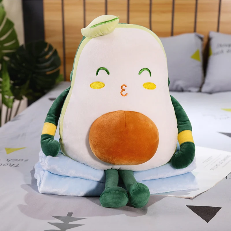 

Cute smiling avocado pluh Hnad warmmer soft kids air-condition plush blanket cute toys avocado pillows Xmas gifts