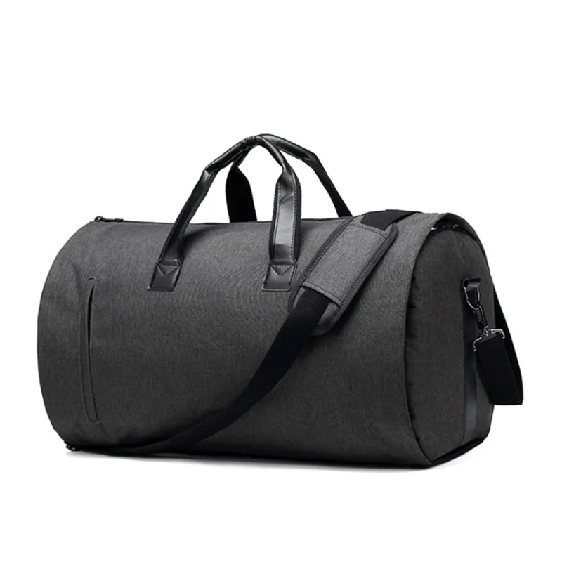 Black Large Capacity Men Travel Bag Waterproof Duffle Bag Short Trip Suit Storage Hand Luggage Bags With Shoe Pouch Oxford Travel Bag - Color: Black