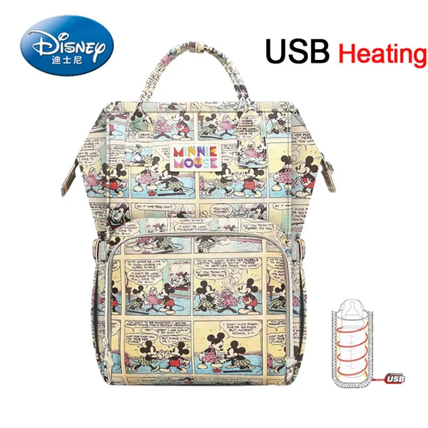 Disney рюкзак для подгузников, сумка для подгузников, USB Подогрев, дорожный рюкзак для беременных, большая емкость, сумка для кормления, уход за ребенком, сумка для мам - Цвет: B115