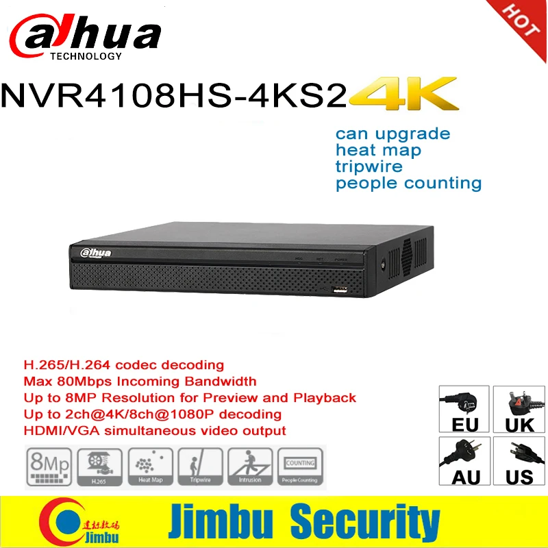 Dahua NVR Easy4ip 4K сетевой видеорегистратор NVR4108HS 4KS2 8CH 1U & H.265/H.264 до 8MP Tripwire для ip