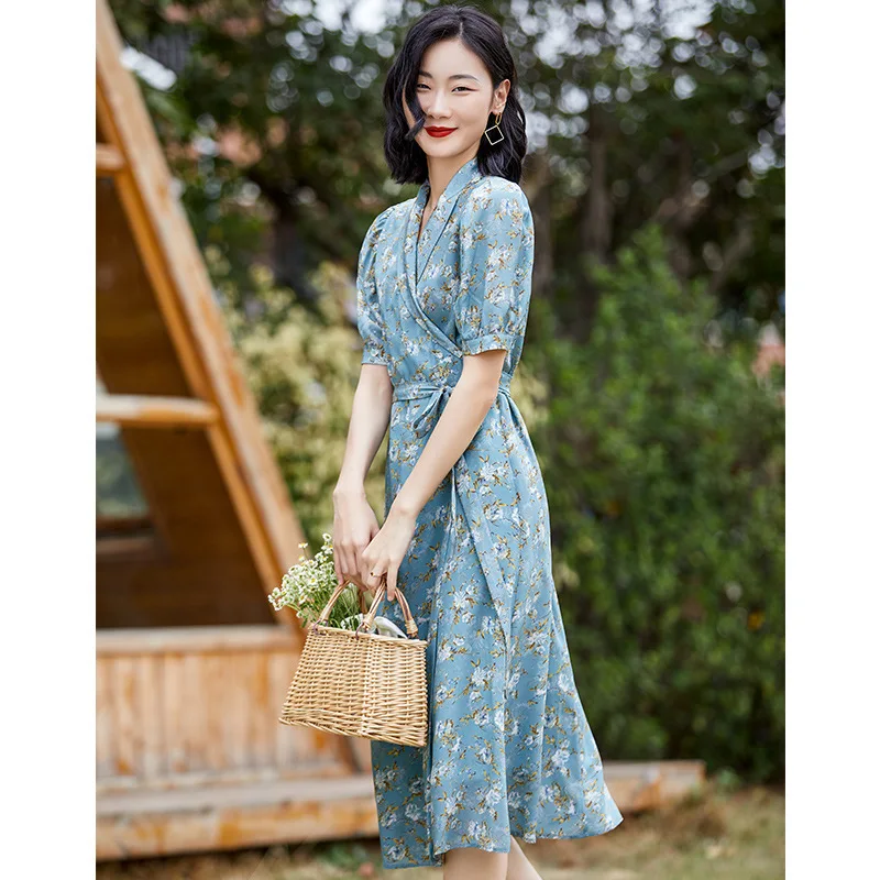 

New Summer Nightdress 100%Mulberry Silk Ladies French long Sleepdress Dressing Gown Women's Homewear Sexy Bath Robe Nightgowns