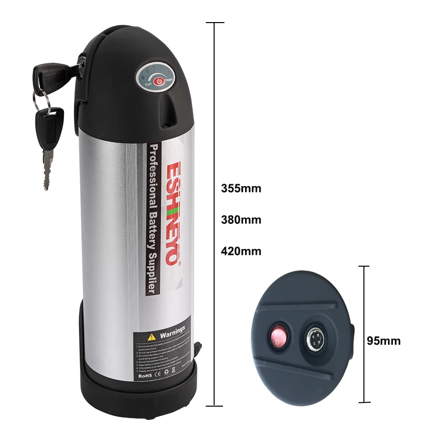 

24V 36V 48Volts 250W 500W Water Bottle Battery PACK 10Ah 13Ah 21Ah For Electric Bike Lithium ion Batteries EBike Scooter Motor