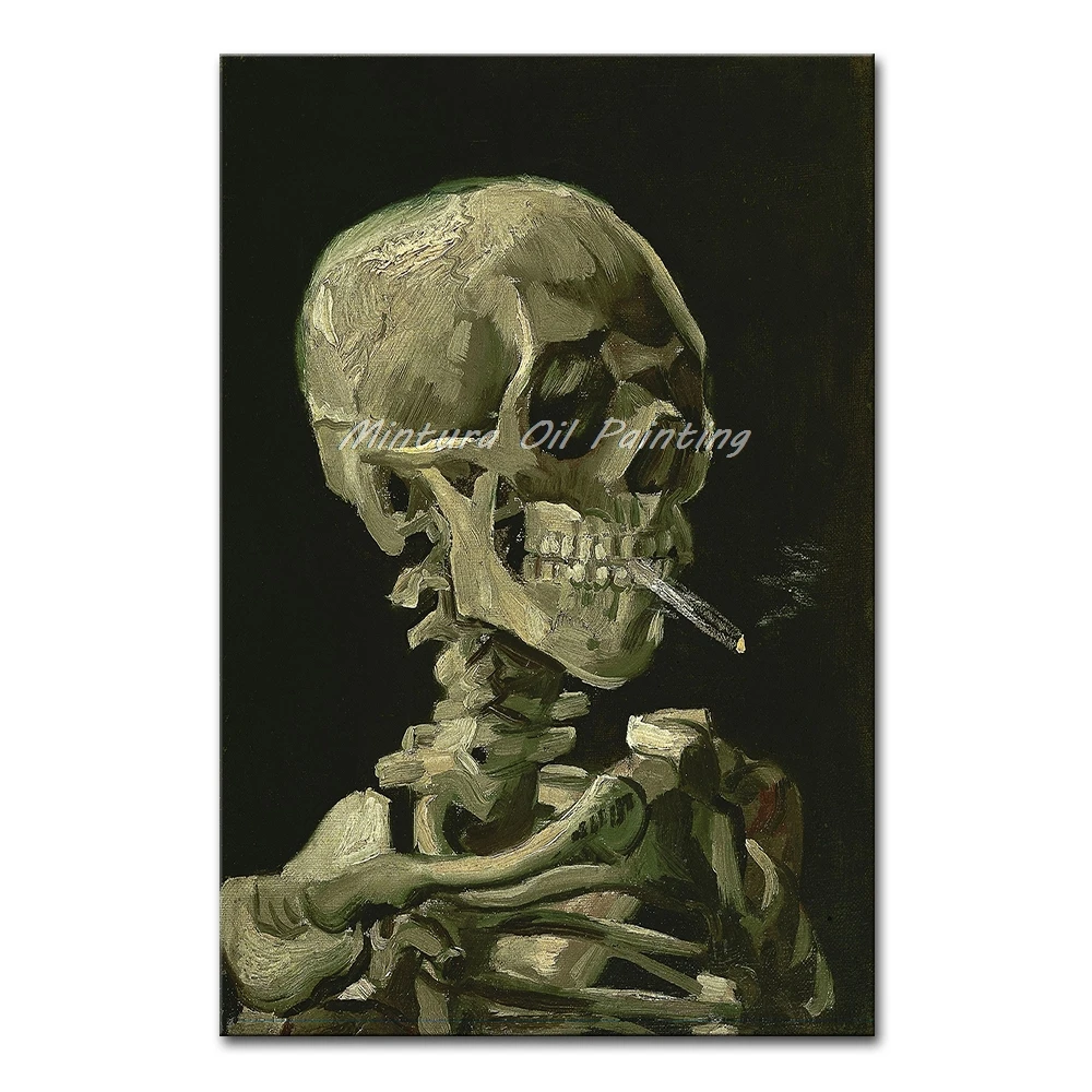 Репродукция ручной работы с черепом и сигаретой Винсента Ван Гога абстрактные