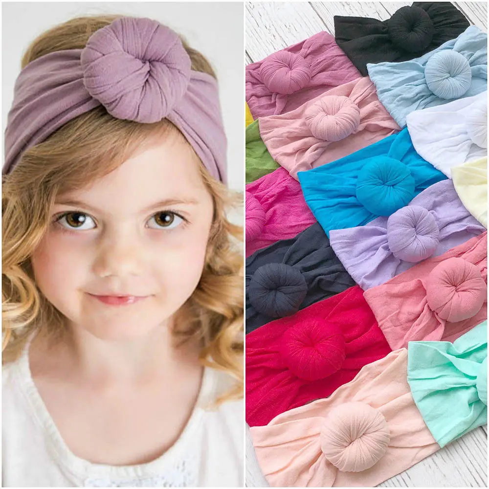 

0-6Y Multi-color Brand Solid Toddler Girls Boys Kids Baby Big Bow Hairband Headband Stretch Turban Head Wrap