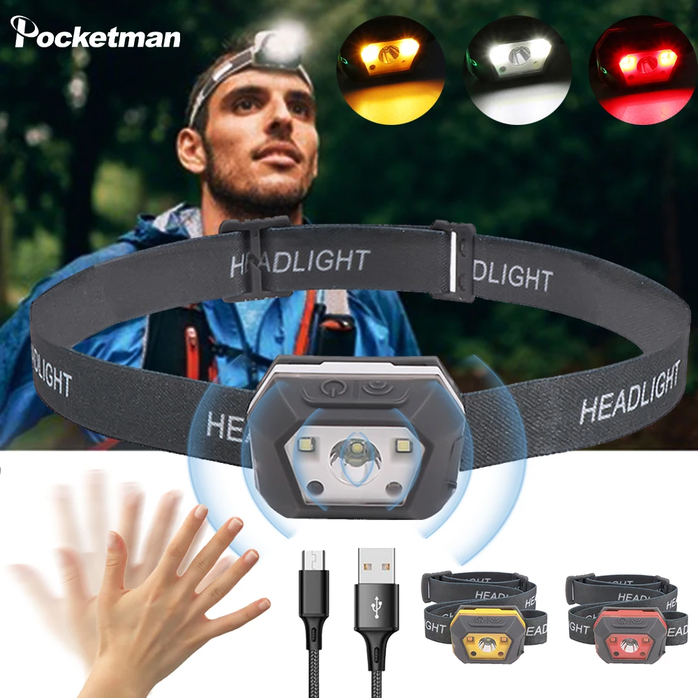 10000 люмен светодиодный индукционный налобный фонарь ярких движения Сенсор USB