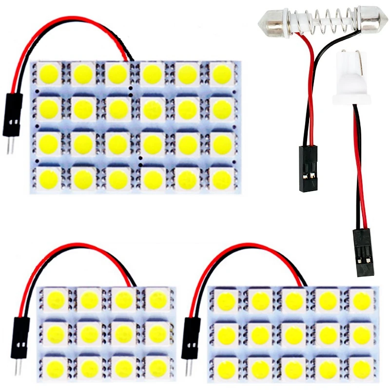 

12 15 24 SMD 5050 Светодиодная автомобильная лампа для внутреннего освещения автомобиля лампа для чтения на крыше с адаптером T10 W5W C5W C10W Festoon 2