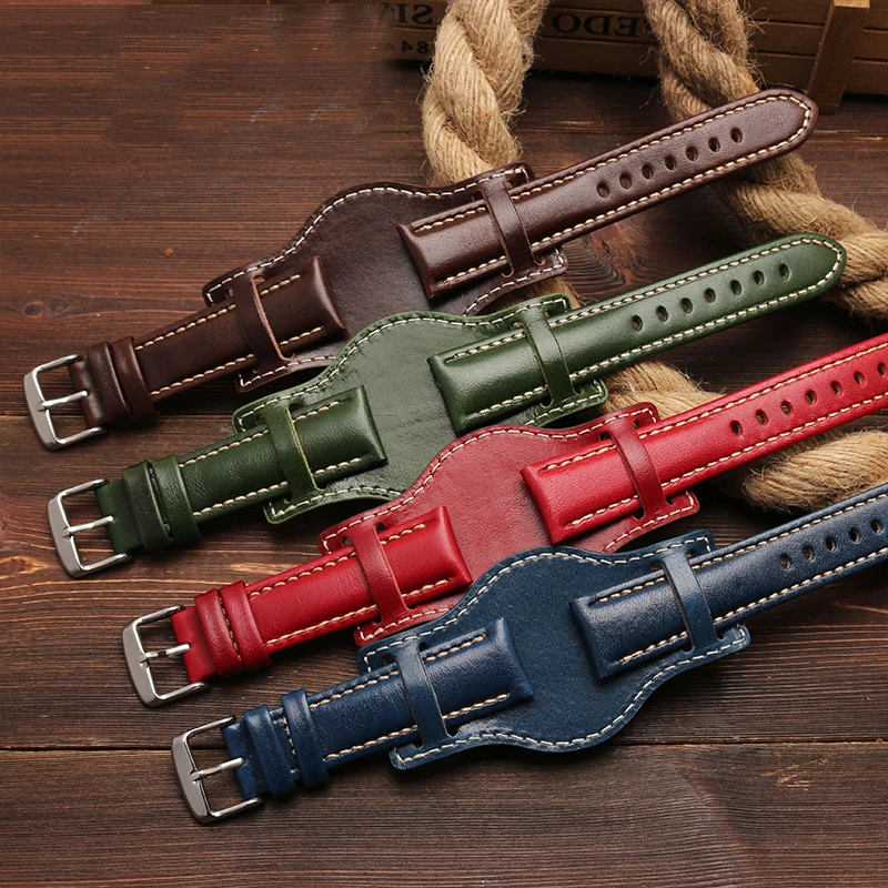FOR Rolex Green Water Ghost watch strap high quality tray cow leather men's watch strap  20mm 21mm 22mm hand pad wrist strap