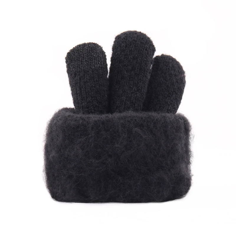 Удобные мужские вязаные перчатки зимние теплые плотные эластичные с пальцами