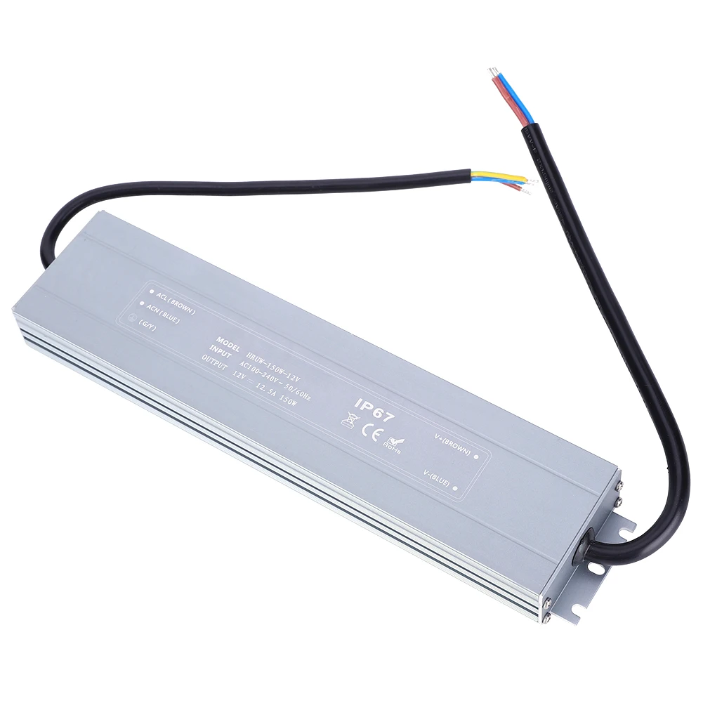 HRUW 150W 12V Светодиодный источник питания 100 264VAC IP67 водонепроницаемый светодиодный