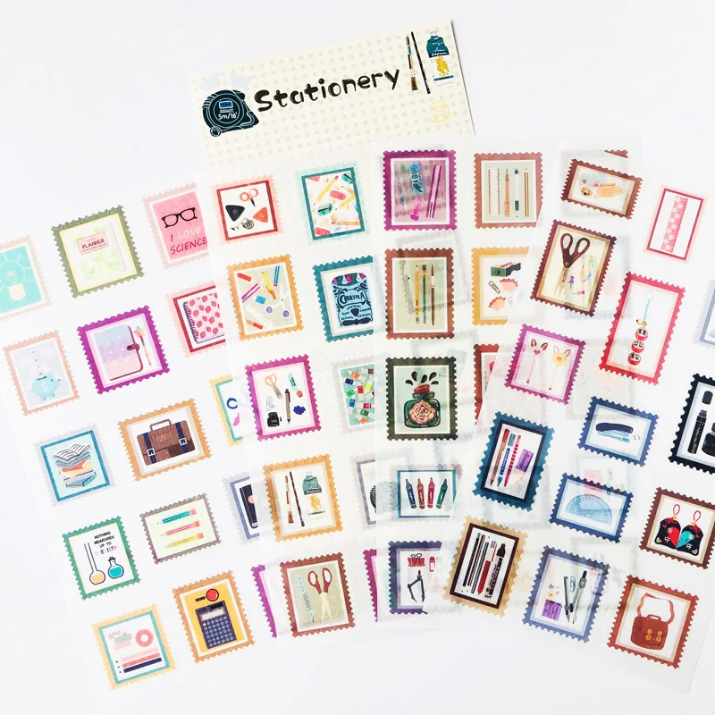 

4 Sheets /Pack Sationery Grocery Store Diary Notebook Album Decorative Stickers