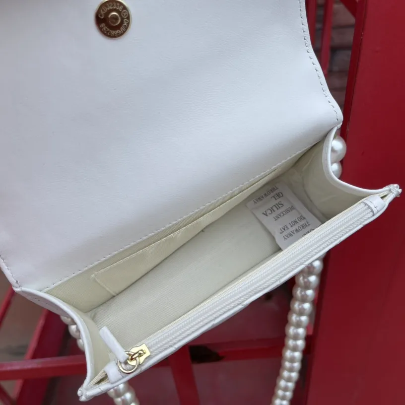 

bags 2021 women's brand Pearl chest bag single shoulder rhombic lattice small square bag Handbag women's leather Top quality