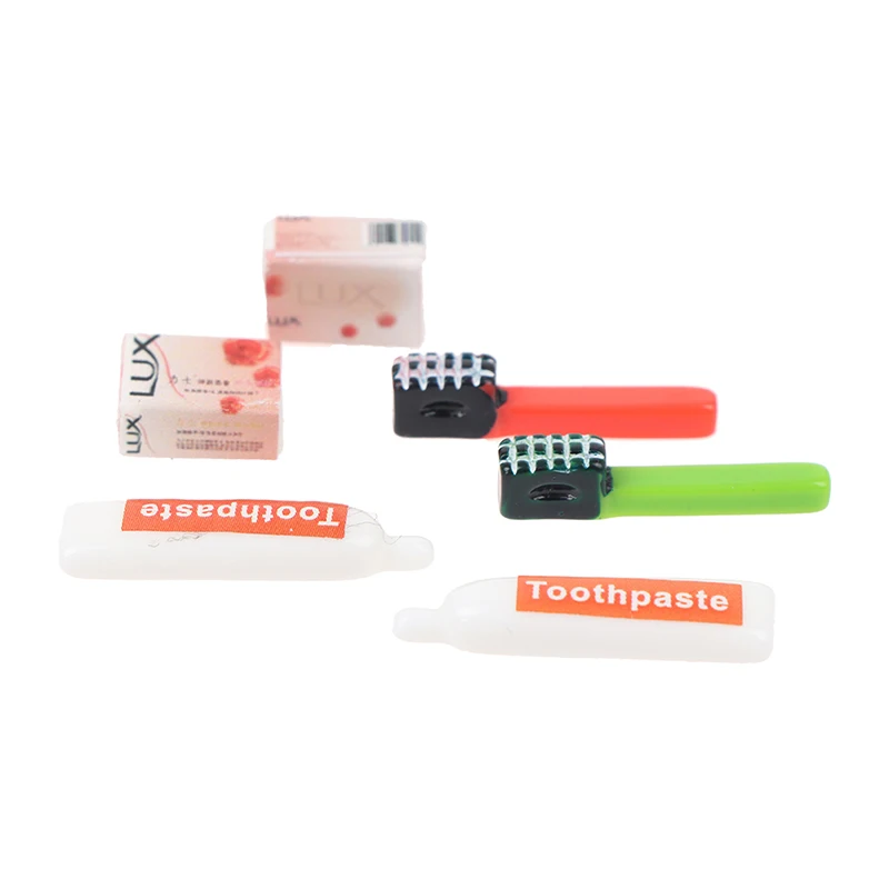 

6PC Dollhouse Miniature 1/12 Scale Mini Soap Toothpaste Pretend Play Doll House