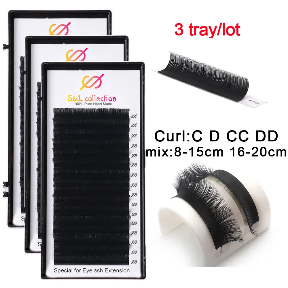 3 шт./лот 100% Накладные ресницы ручной работы из натурального корейского шелка