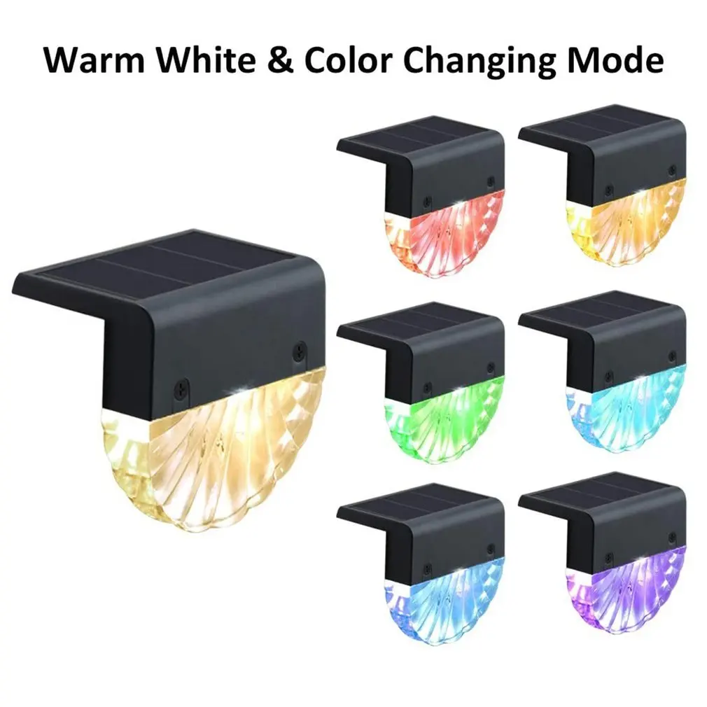 

4 pcs LED Solar RGB Colorful Warm White Stair Light Energy-saving Outdoor Garden Patio Decoration Step Fence Fence Wall Light