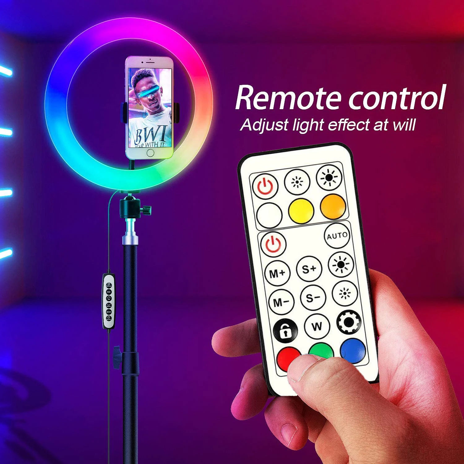 12in 30cm selfie ring light rgb tripod phone stand holder photography ringlight circle fill light led color lamp trepied makeup free global shipping