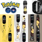Новый ремешок Pokemon Pikachu Mi Band, подходит для ремешка телефона 4 3 5 6, силиконовый браслет с граффити, сменный ремешок для аниме