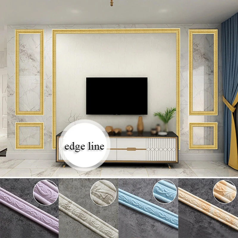 

Simple style 3D Foam Embossed Corner Line Self-adhesive Wall Waist Line Waterproof Wall Sticker Border Wall Edge Strip Stickes